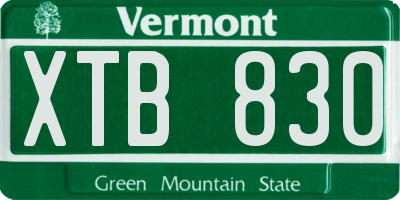 VT license plate XTB830