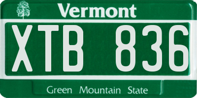 VT license plate XTB836