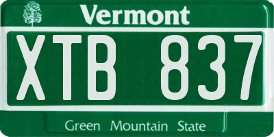VT license plate XTB837