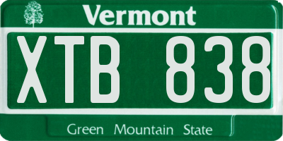 VT license plate XTB838