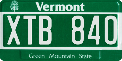 VT license plate XTB840