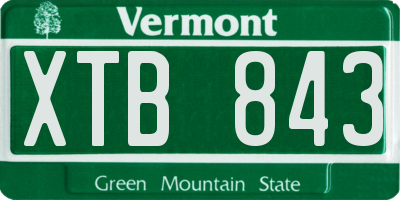 VT license plate XTB843
