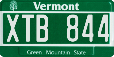 VT license plate XTB844
