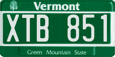 VT license plate XTB851