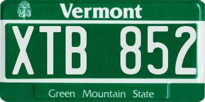VT license plate XTB852