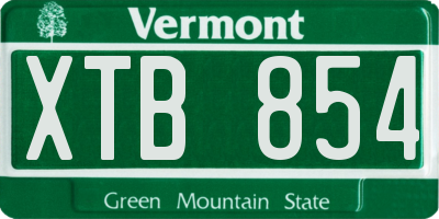 VT license plate XTB854