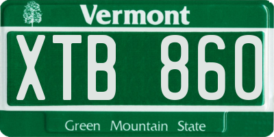 VT license plate XTB860