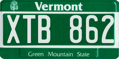 VT license plate XTB862