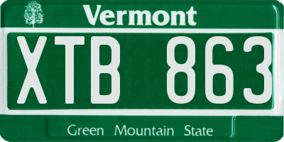 VT license plate XTB863