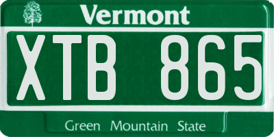 VT license plate XTB865