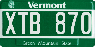 VT license plate XTB870