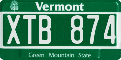 VT license plate XTB874