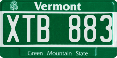 VT license plate XTB883