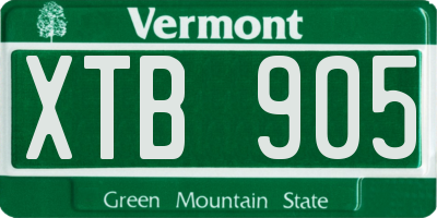 VT license plate XTB905