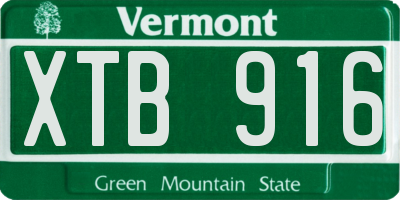 VT license plate XTB916