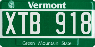 VT license plate XTB918
