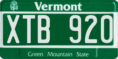 VT license plate XTB920