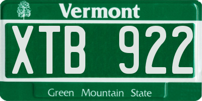 VT license plate XTB922