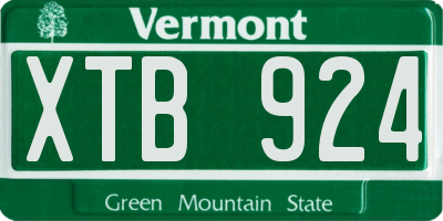 VT license plate XTB924