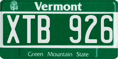 VT license plate XTB926