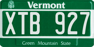 VT license plate XTB927
