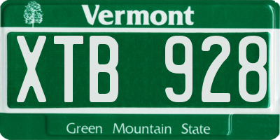 VT license plate XTB928