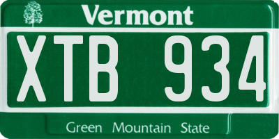VT license plate XTB934