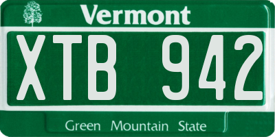 VT license plate XTB942
