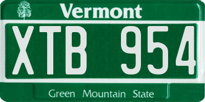 VT license plate XTB954