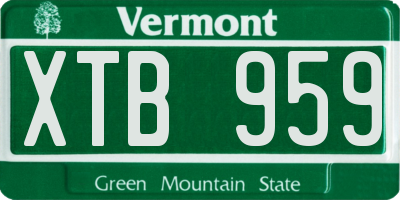 VT license plate XTB959