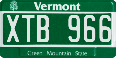 VT license plate XTB966