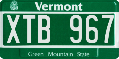 VT license plate XTB967