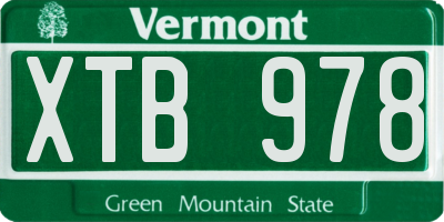 VT license plate XTB978