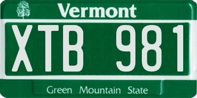 VT license plate XTB981