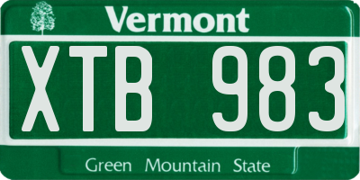 VT license plate XTB983