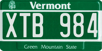 VT license plate XTB984