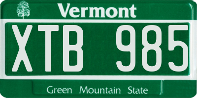 VT license plate XTB985