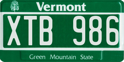 VT license plate XTB986