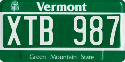 VT license plate XTB987