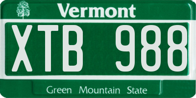 VT license plate XTB988