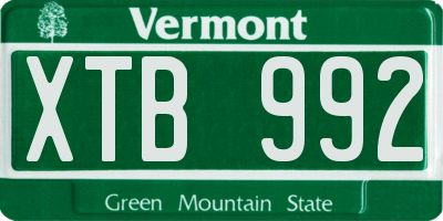 VT license plate XTB992