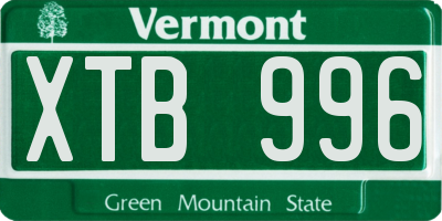VT license plate XTB996
