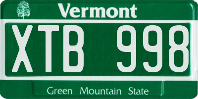 VT license plate XTB998