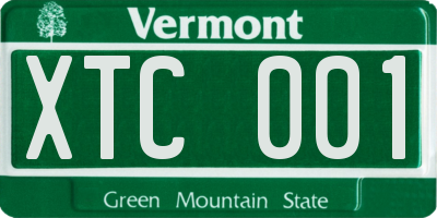 VT license plate XTC001