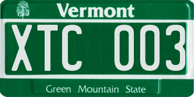 VT license plate XTC003