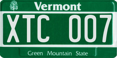VT license plate XTC007