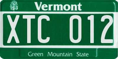 VT license plate XTC012