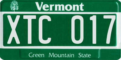VT license plate XTC017