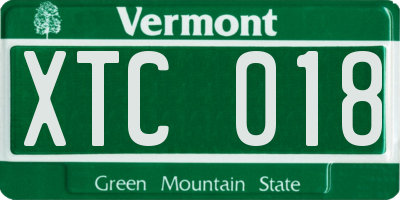 VT license plate XTC018