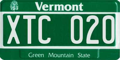 VT license plate XTC020